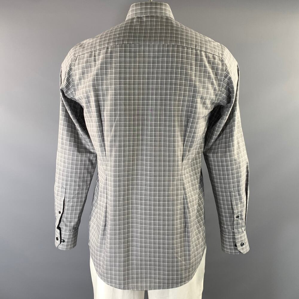 ETON Size 40 Grey White Plaid Cotton Button Up Long Sleeve Shirt - Picture 3 of 6